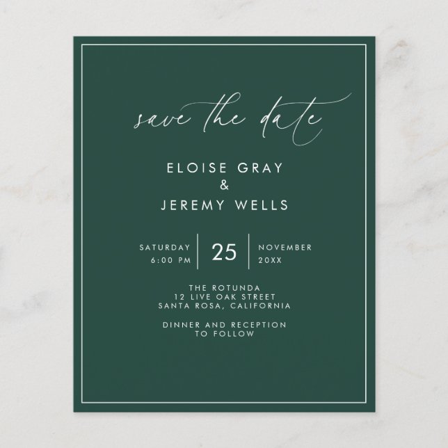 Emerald Save the Date Postcard (Vorderseite)