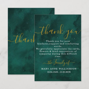 Emerald Script Minimal Beerdigung Danke Karte