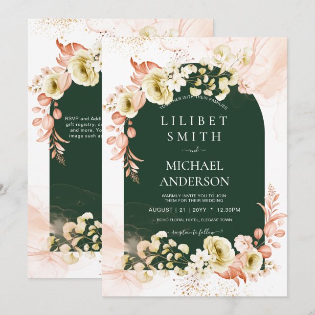 Emerald Season Coral Green Floral Wedding (Vorne/Hinten)