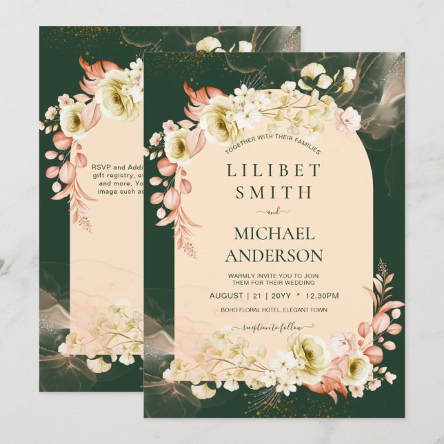 Emerald Season Coral Green Floral Wedding (Vorne/Hinten)