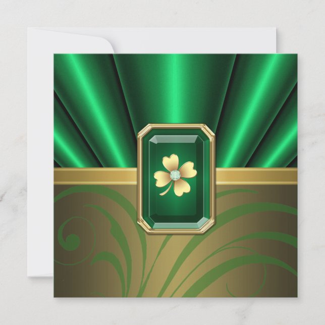 Emerald Silk Pleats Jewel St Patrick's Day Einladu Einladung (Vorderseite)