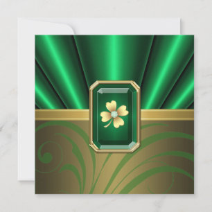 Emerald Silk Pleats Jewel St Patrick's Day Einladu Einladung
