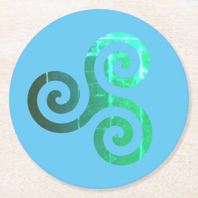 Emerald Triskele Altes keltisches Symbol Runder Pappuntersetzer (Vorderseite)
