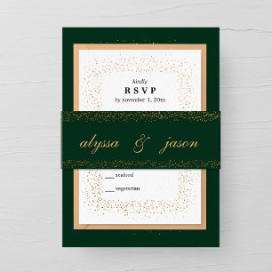 Emerald und Bronze Confetti Bursts Wedding Einladungsbanderole