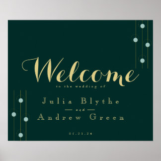 Emerald und Gold Art Deco Begrüßungszeichen Poster