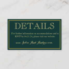 Emerald und Gold Art Deco - Details - Eintrittskar Begleitkarte