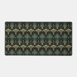 Emerald und Gold Art Deco inspiriert Lüfter Schreibtischunterlage