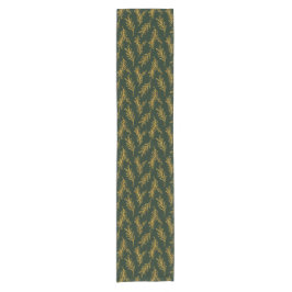 Emerald und Gold Floral Sprier Kurzer Tischläufer
