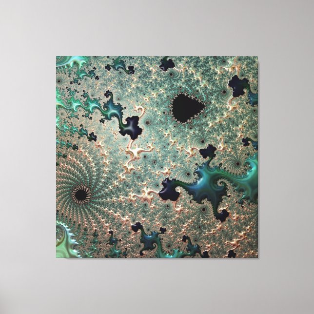 Emerald und Gold Mandelbrot Canvas Print Leinwanddruck (Vorderseite)