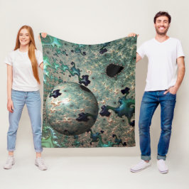 Emerald und Gold Mandelbrot mit Sphere Blanket Fleecedecke