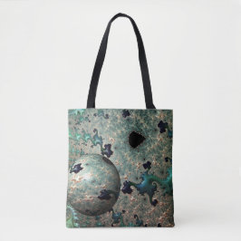 Emerald und Gold Mandelbrot mit Sphere Tote Bag Tasche
