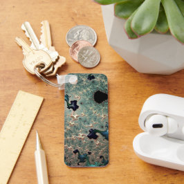 Emerald und Gold Mandelbrot Schlüsselanhänger