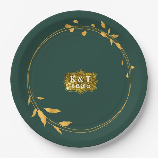 Emerald und Gold Simple Kreath Pappteller (Vorderseite)