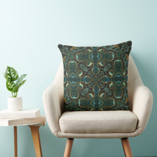 Emerald und Gold Symmetric Abstrakt Mandala Kissen