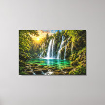 Emerald Wasserfall-Paradies Leinwanddruck