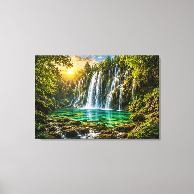 Emerald Wasserfall-Paradies Leinwanddruck (Vorderseite)
