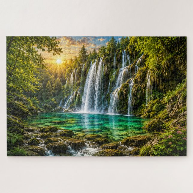 Emerald Wasserfall-Paradies-Puzzle (Horizontal)