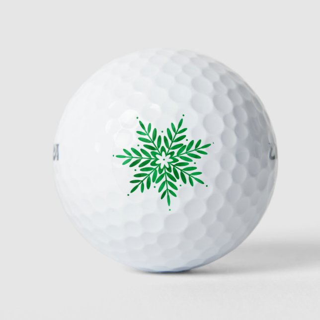 Emerald Watercolor Abstrakt Snowflake Golfball (Vorderseite)