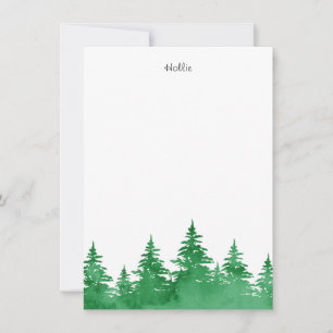 Emerald Watercolor Evergreen Trees Mitteilungskarte