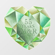 Emerald Watercolor Herz 55. Hochzeitstag