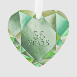 Emerald Watercolor Herz 55. Hochzeitstag Ornament