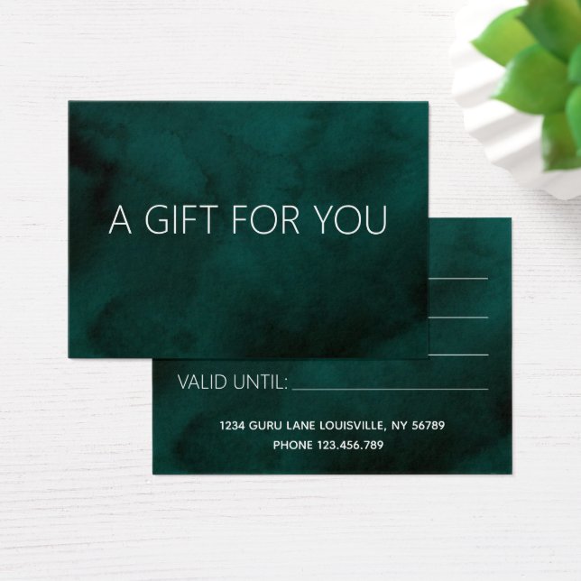 Emerald Watercolor Monogram Gift Card - Benutzerde (Schreibtisch)