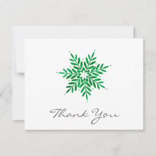 Emerald Watercolor Snowflake Dankeskarte