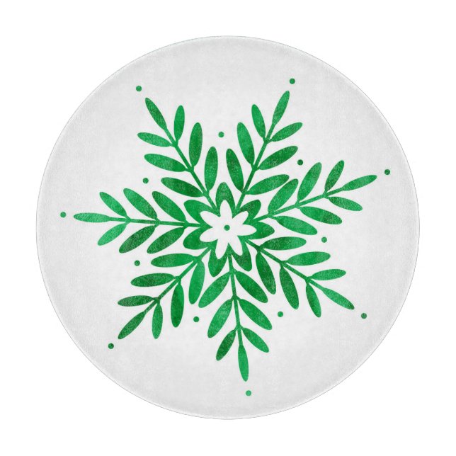 Emerald Watercolor Snowflake Schneidebrett (Vorderseite)