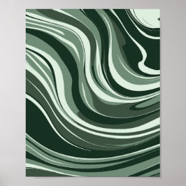 Emerald Waves Abstract Design Poster