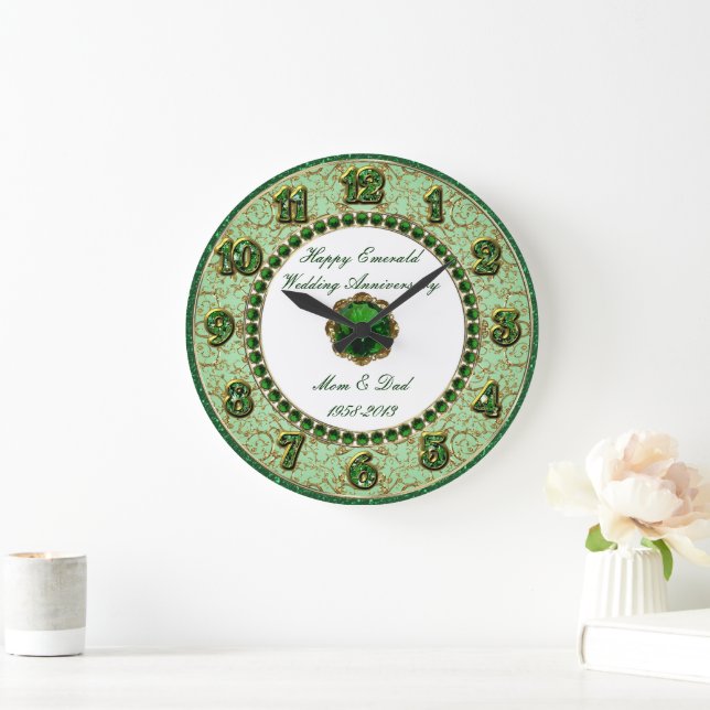 Emerald Wedding Anniversary Clock Große Wanduhr (Zuhause)