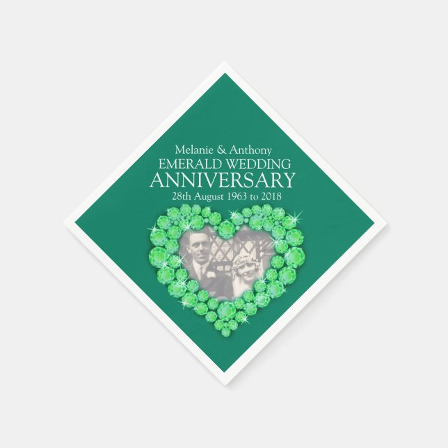 Emerald Wedding Herz Foto und Name Servietten (Ecke)