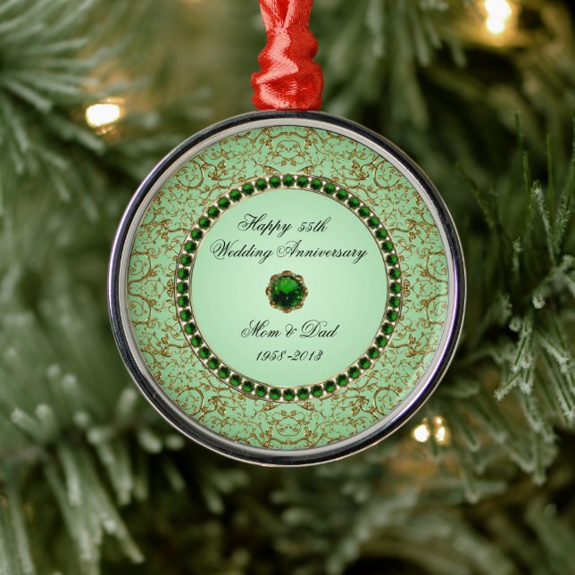 Emerald Wedding Jubiläumsschmuck Silbernes Ornament (Baum)