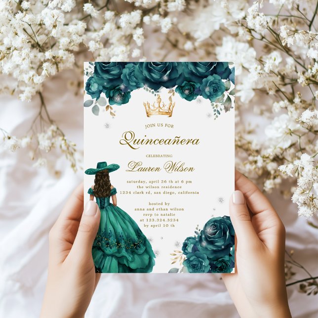 Emerald Western Wonderland Quinceanera Invitation (Créateur téléchargé)