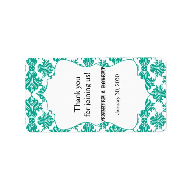 Emerald White Mariage damassé Lip Balm Étiquette (Devant)