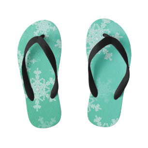 Emerald White Snowflakes Minimalistisch Weihnachte Kinderbadesandalen