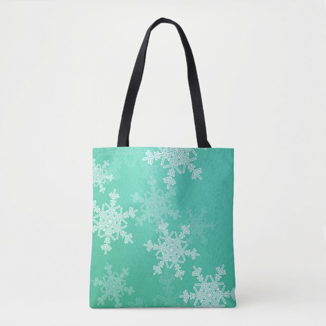 Emerald White Snowflakes Minimalistisch Weihnachte Tasche (Vorderseite)