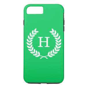 Emerald White Wheat Laurel Wreath Initial Monogram Case-Mate iPhone Hülle