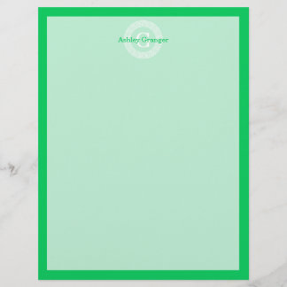 Emerald Wht Greek Key Rnd Frame Initial Monogram