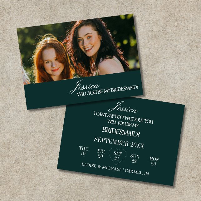 Emerald Will You Be My Bridesmaid Proposal Card Einladung (Emerald Will You Be My Bridesmaid Proposal Card)