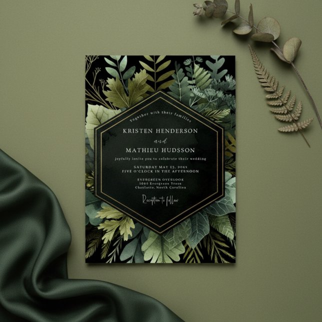 Emerald Woodland Botanical Wedding Einladung (Von Creator hochgeladen)