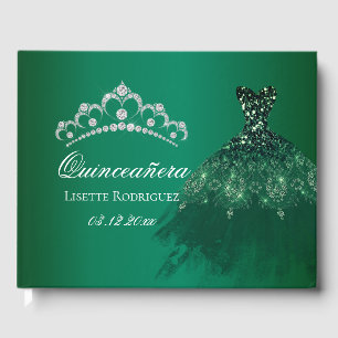 Emeraldgrüne persönliche Quinceanera Gästebuch