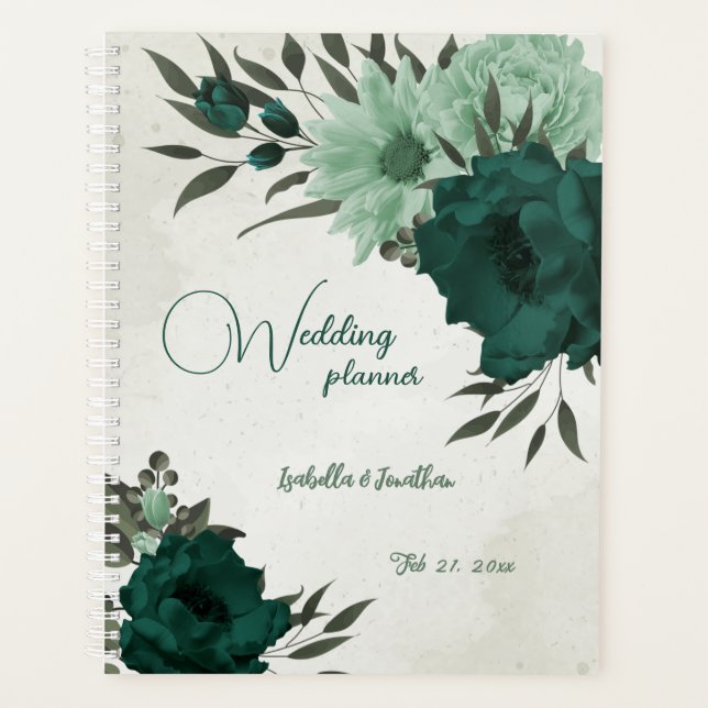 émeraude romantique et mariage floral vert doux (Devant)