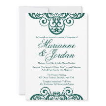 Émeraude Vert Émeraude Ornate Invitations de maria