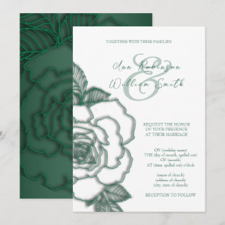 Émeraude verte Argent Élégant Mariage Invitation