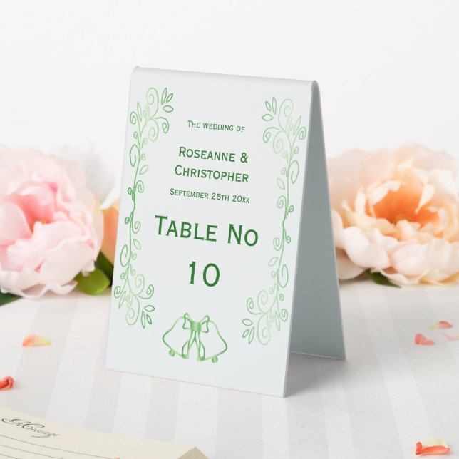 Émeraude verte Mariage Table Tente Signes Cloches (In SItu (Mariage))
