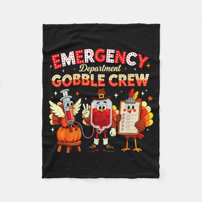 Emergency Department Gobble Crew Thanksgiving Nurs Fleecedecke (Vorderseite)