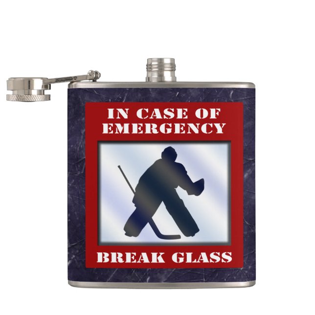 Emergency Hockey Goalie Hip Flask Flachmann (Geöffnet)