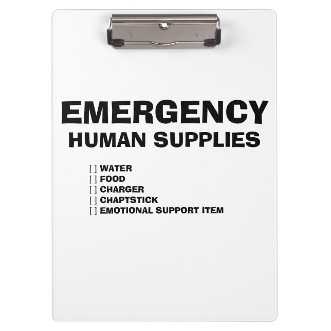 Emergency Human Supplies Klemmbrett (Vorderseite)