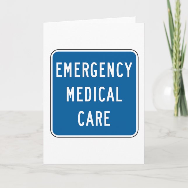 Emergency Medical Care Road Sign Karte (Vorderseite)