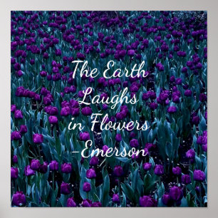 Emerson Inspiration Zitat in lila Tulpe Blume Poster